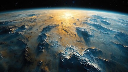 Wall Mural - A close-up view of Earth from space emphasizes the planet's unique features and its place in the universe.