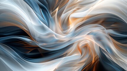 Poster - swirling abstract patterns in shades of blue, white, and orange create a mesmerizing visual effect