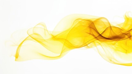 Poster - yellow smoke waves gracefully flowing against a clean white background creating an abstract artistic
