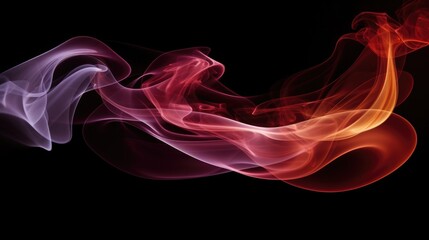 Poster - colorful abstract smoke waves flowing gracefully against a dark background creating a dramatic and v