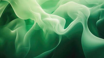 Poster - green abstract smoke waves creating a fluid background with ethereal light and depth for artistic an