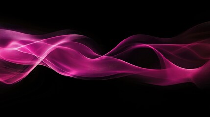Poster - Elegant pink smoke wave flowing across a dark background creating an abstract and captivating atmosphere for artistic designs and presentations