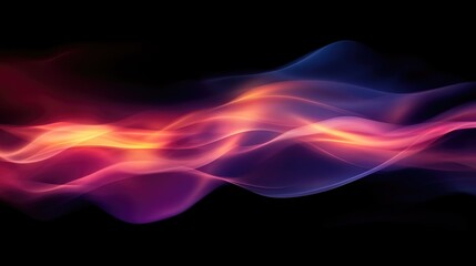 Poster - abstract vibrant fire flame texture with smooth flowing waves in warm colors on a dark background fo