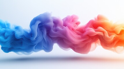 Poster - colorful abstract smoke waves in shades of blue pink and orange on a soft white background for creat