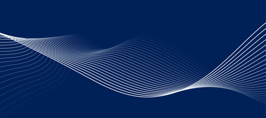Poster - Abstract background with waves for banner. Medium banner size. Vector background with lines. Blue gradient. Water, ocean, dark. Brochure, booklet.