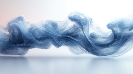 Poster - translucent blue smoke swirling gracefully against a clean white background for creative design and 