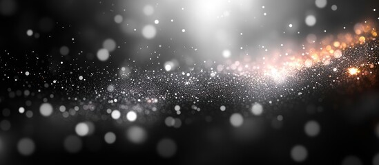 Poster - Elegant gray abstract background featuring blurred texture with shimmering bokeh lights and stars, creating a dreamy atmospheric effect.