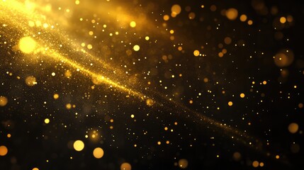 Poster - Golden Abstract Bokeh Background with Blurred Light Effects for Elegant Design Use