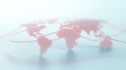 Wall Mural - A red and white globe with a pink outline of Africa