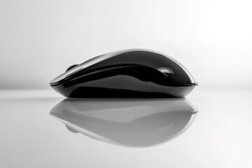 Poster - sleek wireless mouse resting on white reflective surface