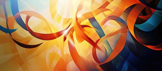 Poster - colorful abstract design with dynamic ribbons and light gradients creating a vibrant artistic atmosp