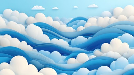 Poster - pastel style abstract clouds and sky background with soft waves and gradients in soothing blue and w