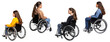 © AuroraCrafts - Set of diverse women in wheelchairs, isolated on transparent background