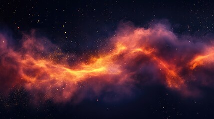 Poster - dust explosion in motion creating vibrant cosmic clouds with an ethereal glow on a dark background s