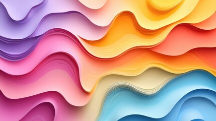 Poster - colorful pastel paper waves background with subtle light and shadow creating a vibrant and artistic 
