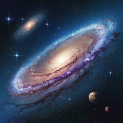 Wall Mural - Create a captivating cosmic scene featuring celestial bodies in the vastness of space, including planets, stars, and galaxies.