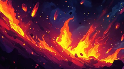Poster - vibrant abstract background showcasing dynamic flames and glowing embers creating a dramatic and int