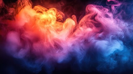 Poster - vibrant colored smoke swirling against a dark background creating an ethereal and dynamic visual for