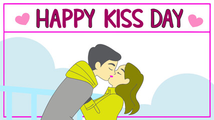 Wall Mural - happy kiss day vector