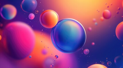 Poster - colorful abstract background featuring air bubbles with a dreamy gradient in vibrant hues of purple,