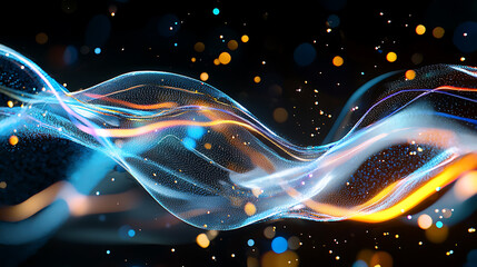Poster - Dynamic waves of light and color abstract digital art vibrant background visual symphony high-contrast contemporary concept
