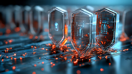 Poster - cybersecurity defense mechanisms digital environment 3d visualization future technology high-tech co
