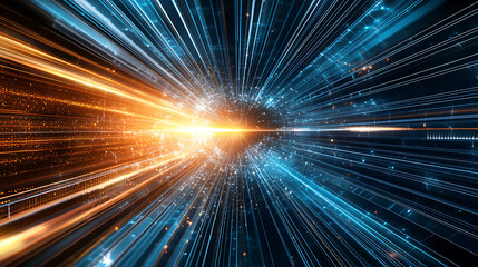 Poster - Futuristic light burst digital universe abstract art high-tech environment cosmic perspective energy concept
