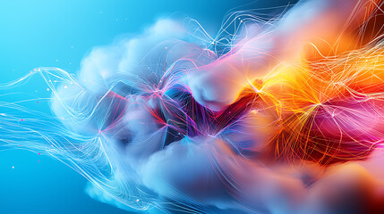 Poster - Dynamic abstract light waves digital art visual effects futuristic close-up energy and motion