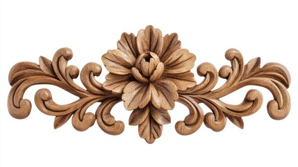 Poster - intricately carved wooden frame featuring floral motifs elegantly displayed against a white backgrou