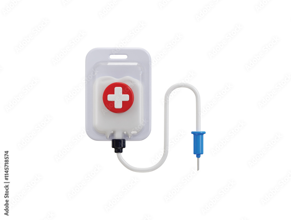 saline injection and transfusion bag icon 3d render concept of saline ...