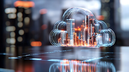 Poster - Cloud technology revolutionizing urban architecture digital cityscape 3d visualization modern environment futuristic perspective