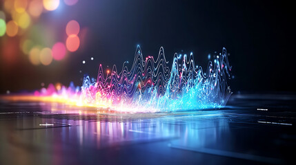Poster - Dynamic soundwave visualization digital art abstract environment futuristic concept vibrant colors