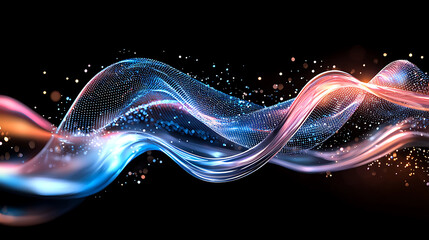 Poster - Dynamic waves of light and color abstract art digital design futuristic environment close-up view visual harmony