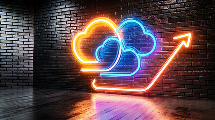 Poster - Cloud growth visualization urban studio neon art modern environment close-up business concept