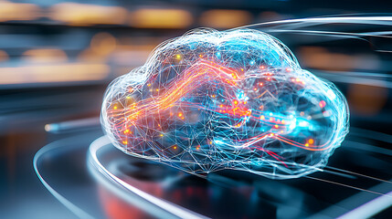 Poster - Innovative cloud technology digital space graphic design futuristic environment 3d viewpoint data visualization concept