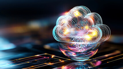 Poster - Cloud computing revolution innovative data management solutions digital landscape infographic futuristic environment
