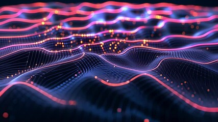 Poster - Complex data streams are flowing and processing through futuristic cyberspace network, creating a colorful and dynamic visualization of big data analysis
