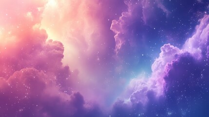 Poster - dreamy cosmic clouds in vibrant pastel hues creating a mystical abstract background for artistic and