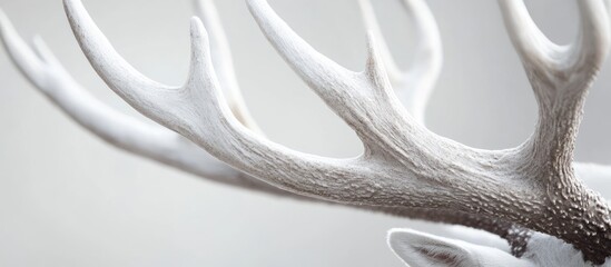 Poster - detailed close-up of intricate white deer antlers highlighting texture and natural beauty against a 