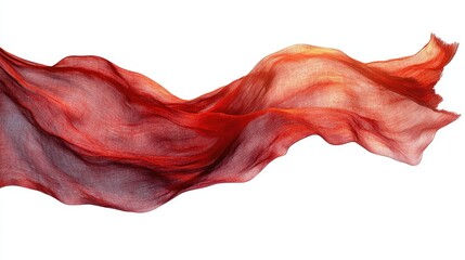 Poster - elegant red fabric waving gracefully against a white background showcasing fluid motion and softness