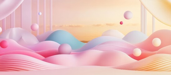 Poster - Pastel gradient background with soft textures and shapes for celebratory messages or design projects