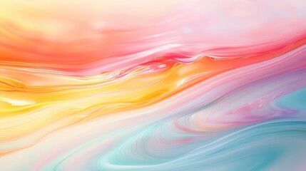 Poster - Pastel colored abstract background with soft fluid lines and dreamy clouds creating a serene nature-inspired atmosphere.