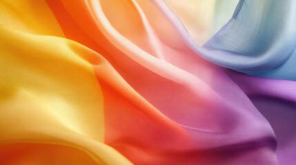 Poster - colorful flow of silky fabric in vibrant rainbow hues creating a soft and dreamy abstract background