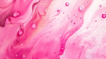 Poster - Vibrant pink abstract gradient background with fluid textures and bubbles for creative design and modern artwork usage.