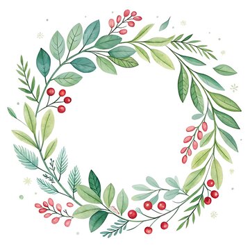 Watercolor Flower Frame decoration with floral decorative elements