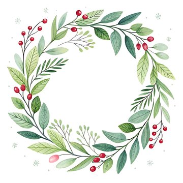 Watercolor Flower Frame decoration with floral decorative elements