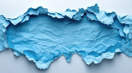 Poster - pale blue ripped paper texture with jagged edges on a white background creating space for text and d