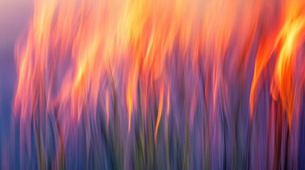 Poster - abstract vibrant flames dancing through reeds creating a blurred and colorful background of fire and