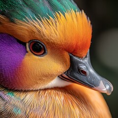 Wall Mural - A close-up of a colorful duck showcasing vibrant plumage and intricate details.