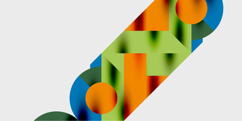 Poster - Modern abstract background featuring circles, lines, and triangles in a dynamic geometric composition. Perfect for stylish, tech, or creative-themed designs